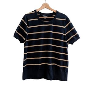 Lands' End Supima Cotton Striped Short Sleeve Sweater